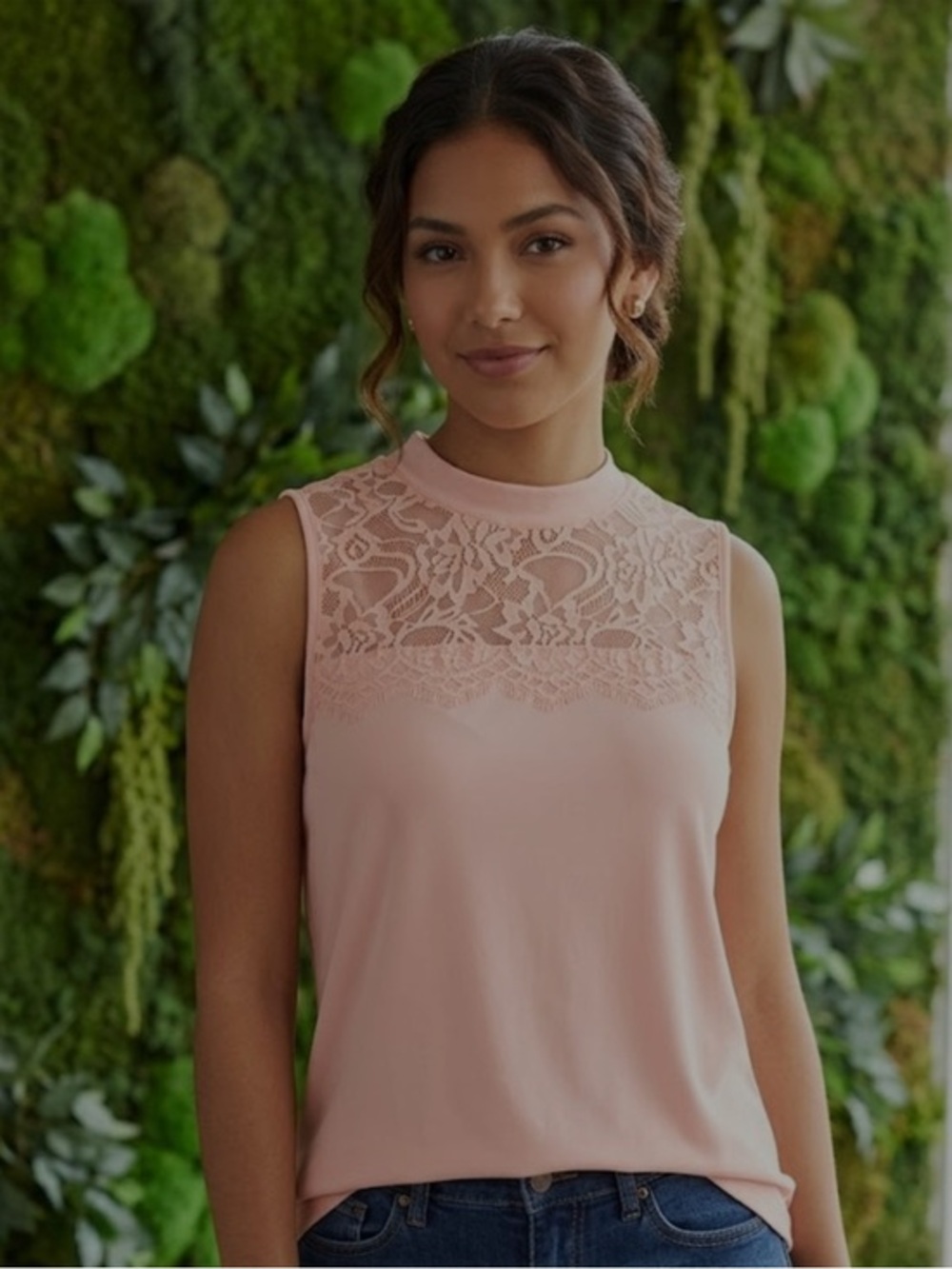 New York &Company Chic Pink Lace Blouse